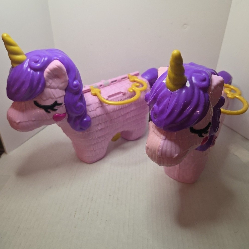 2019 Polly Pocket's Unicorn Party Play Set -2 Compact Not Complete